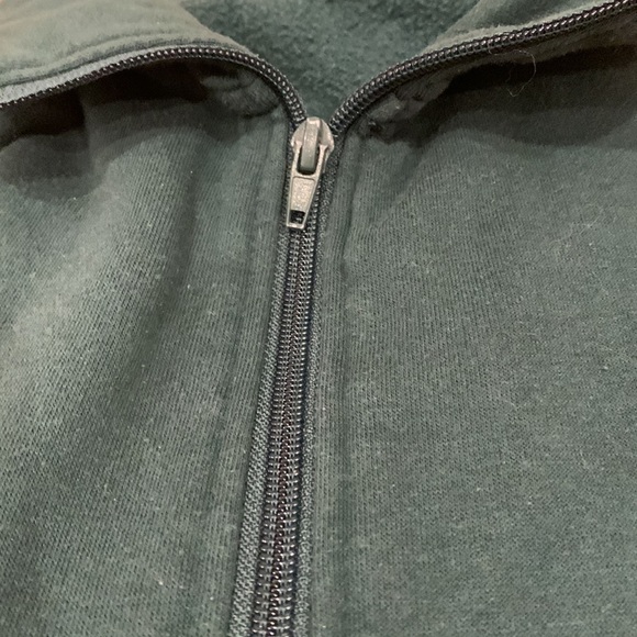 Nice sweatshirt with high neck with zipper • Green & light grey • - Picture 2 of 11